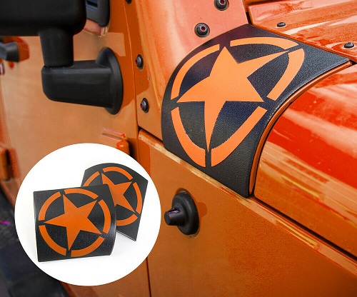 Black-Orange ABS Star Cowl Body Armor 07-18 Jeep Wrangler JK
